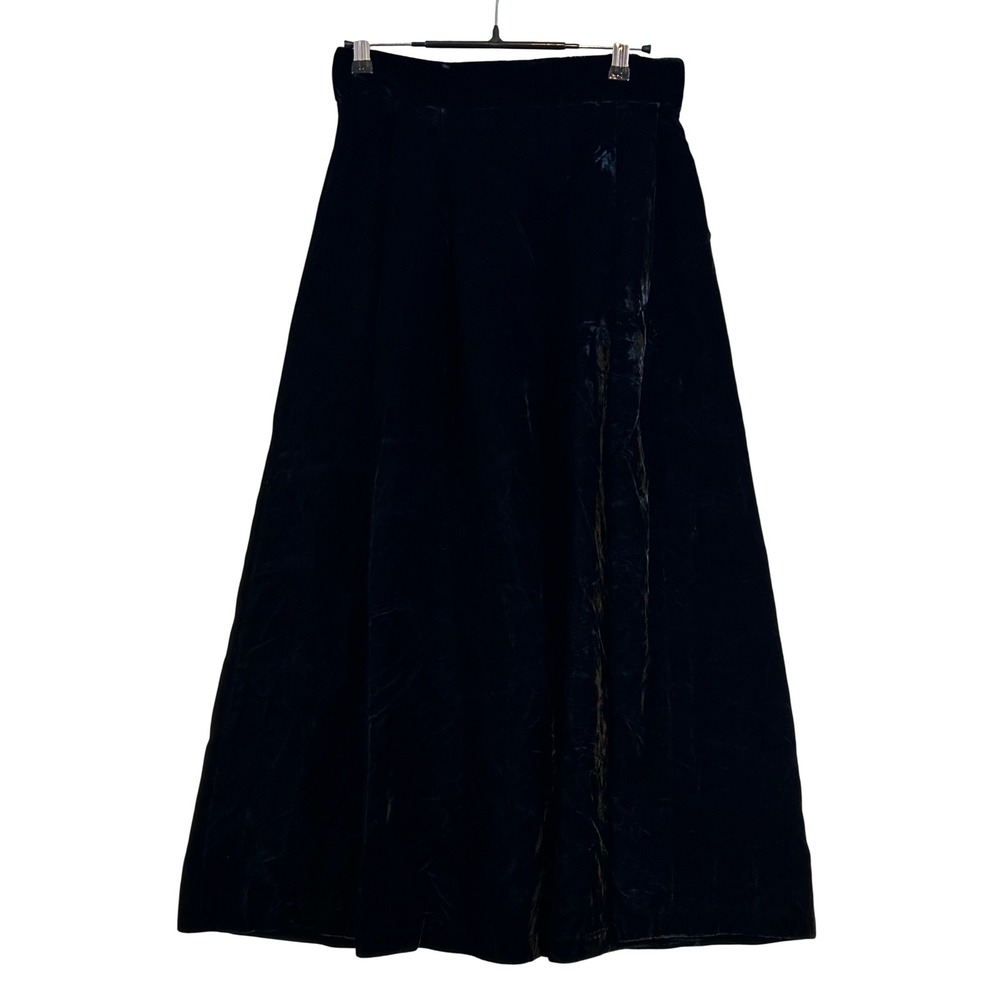 Talbots Black Velvet Maxi Skirt‎ Womens 8 A-Line Pockets Whimsigoth Classic
